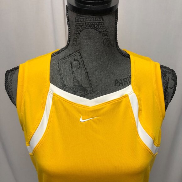 Nike Dri-Fit Athletic Top Womens Size Large Yellow Sleeveless Tank Workout - Picture 2 of 8